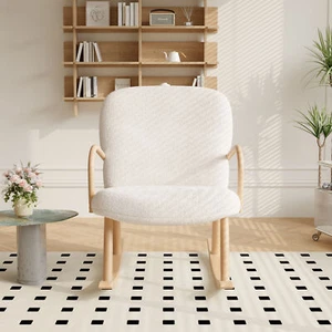 Schaukelsessel Relaxstuhl Gepolstert Schaukelstuhl Schwingsessel Lambswool Neu - Bild 1 von 12