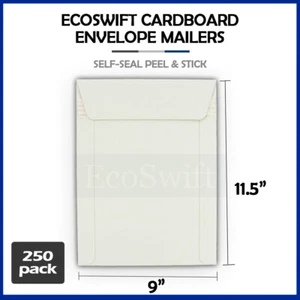 Busta di cartone 250 - 9 x 11,5 EcoSwift autosigillante bianca spedizione piatti - Foto 1 di 8