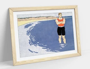 MAN STANDING IN THE SEA BY EDWARD PENFIELD -FRAMED WALL ART POSTER PRINT 4 SIZES - Picture 1 of 10