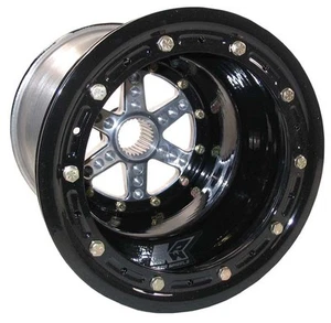 KEIZER ALUMINUM WHEEL,27 SPLINE,10x14",4",BEADLOCK,MICRO-SPRINT,600 MINI,BLACK - Picture 1 of 3