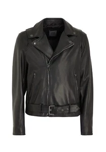 MADE IN ITALY! Biker Leather Jacket Men's Lambskin Jacket Black Superior Quality - Picture 1 of 4