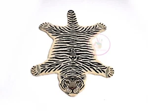 Hand Tufted Animal Rug Tiger Shape Custom Kids Room Black Beige Rug 2x3ft Carpet - Picture 1 of 4