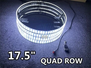 Set 4Rings 17.5'' QUAD ROW Pure WHITE Remote Switch Strobe LED Wheel Rim Lights - Picture 1 of 10