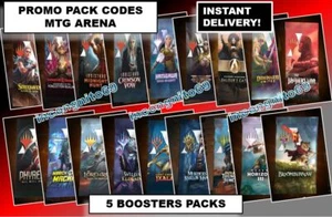 MAGIC MTG ARENA CARD 5 Booster PROMO PACK CODE WILDS ELDRAINE MACHINE PHYREXIA - Imagen 1 de 12