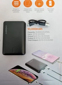 Cygnett USB Portable Power Bank 10000 mAh Samsung iPhone Mobile Phone Charger - Picture 1 of 3