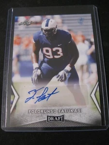 Autógrafos Folorunso Fatukasi 2018 Leaf Draft #BA-FF1 New York Jets - Imagen 1 de 2