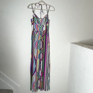 Maxi Vestido Amanda Uprichard Multicolor Talla Pequeña Patrón Geométrico Abertura Lateral - Imagen 1 de 13