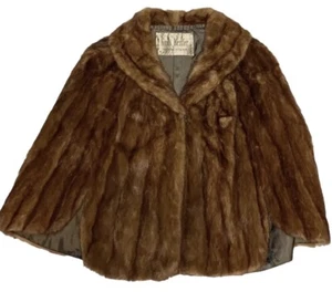 VTG Henri Kessler Brown Real Fur 40's Cocktail Draping Shoulder Shaw HTF - Picture 1 of 5