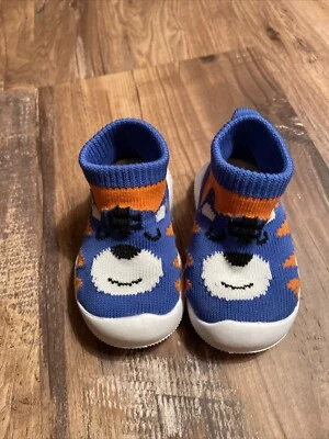 Bebé Niño Talla 3.5 Engtoy Azul y Naranja Tigre Calcetín Tenis Foto 1 de 4