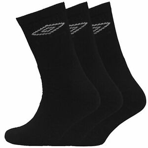 Umbro Mens Three Pack Socks Crew Sports Shoe Liner Black