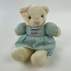 OshKosh B'Gosh Teddy Bear Plush Stuffed Animal Eden Toys Blue Dress Vintage - Picture 1 of 8