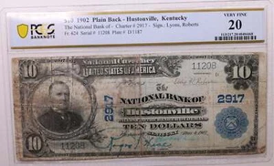 1902 $10 National., HUSTONVILLE, KY., #2917., Store #LGNB001 - Picture 1 of 2