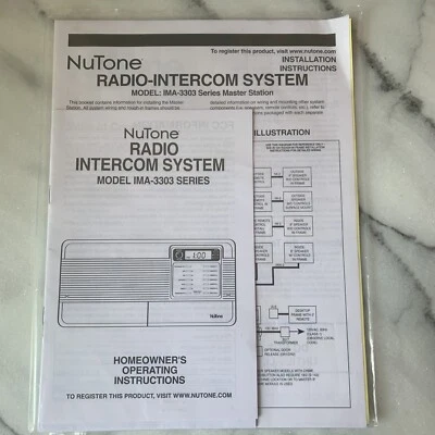NuTone IMA-3303 Operating Instructions Owners Manual Radio Intercom Installation - Image 1 of 2