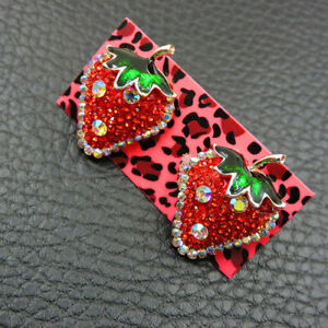 New Betsey Johnson Alloy Rhinestone Red Strawberry Stud Earrings Fashion Jewelry