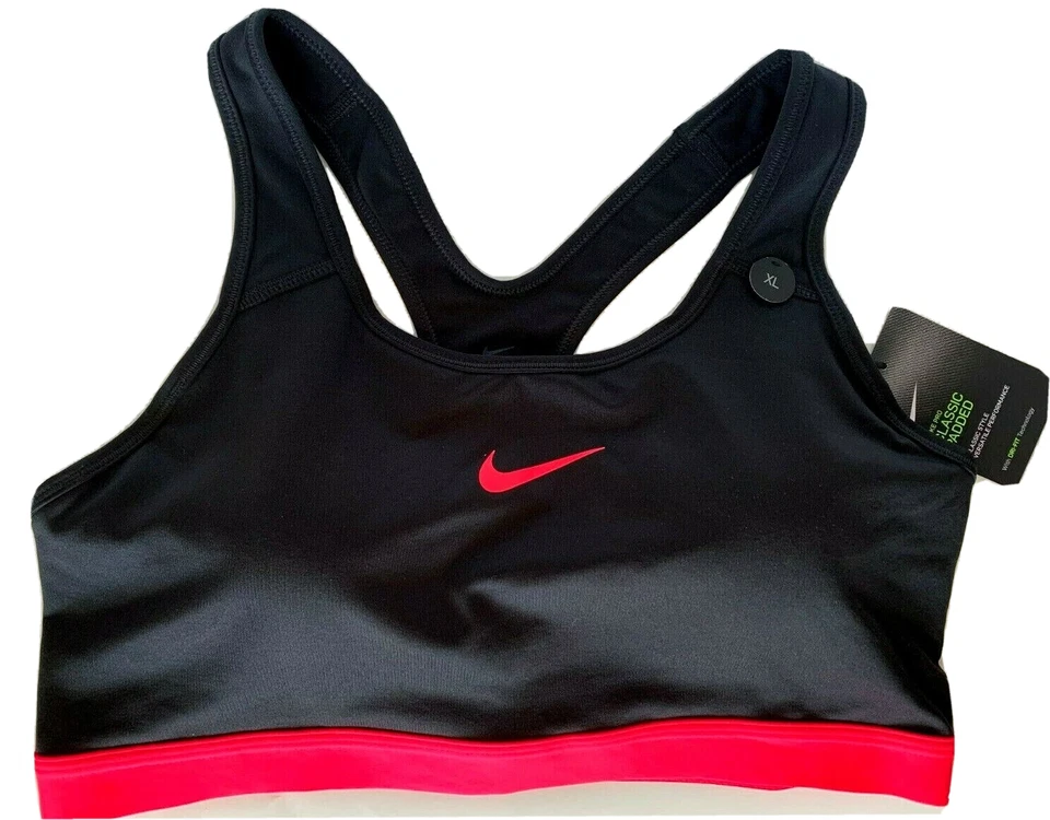 NEW NIKE [XL] Women DRI-FIT Medium Support Yoga Sports Bra-Black/Pink 823312-011 - Image 1 of 1