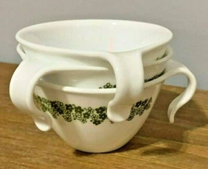 Vintage Corelle By Corning White Stackable Hook Handles Coffee Cups Set Of 3 - Picture 1 of 8