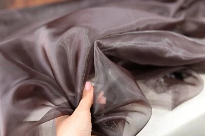 Chocolate Crystal Sheer Organza Fabric By the Yard 383 - Image 1 of 4