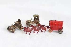 Miniature Metal Japan Covered Wagon & Horses and Hong Kong Old Fashioned Cars - Picture 1 of 5