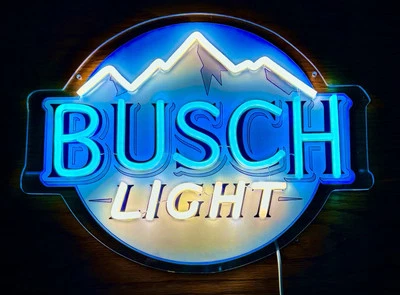 Rare Original Busch light LED Neon Sign 20"x18" For Bar, Man Cave, MADE IN USA