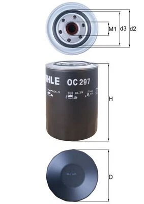 OC 297 MAHLE Oil Filter for FUSO (MITSUBISHI),HYUNDAI,MITSUBISHI - Image 1 of 2