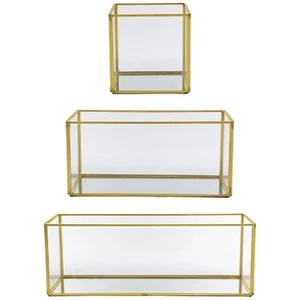 A&B Home 79120 Anita 5 inch Clear/Gold Box - Picture 1 of 11