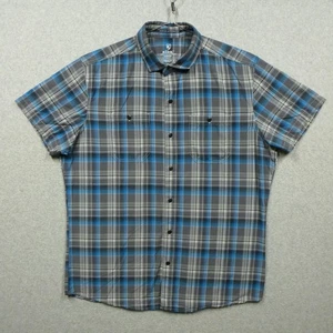 Kuhl Shirt Mens Large Blue Gray Plaid Short Sleeve Button Up Tapered Fit 7222 - Picture 1 of 9
