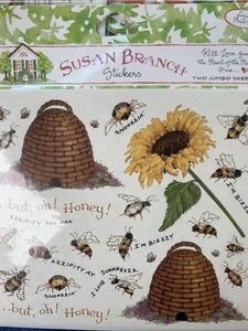 Colorbok Sticker Susan Branch Honey Bees New 2 Jumbo Stickers Sheet Sunflower - Picture 1 of 1