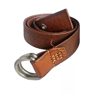Vintage GAP Cowhide Leather Brown M 90s Y2k 1" wide Distressed Silver Buckle - Picture 1 of 9