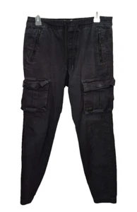 Hollister Joggers Uomo Piccolo Nero Cargo Skinny Avanzato Elasticizzato Gamba Conica - Foto 1 di 8