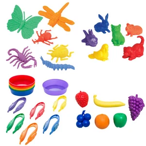 6 Colours Plastic Counters Insects, Pets and Fruit for Kids Sorting Activity - Photo 1/13