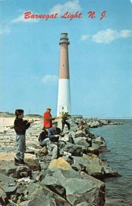 BARNEGAT LIGHT New Jersey LIGHTHOUSE Fishermen 1972 Vintage Postcard - Bild 1 von 2