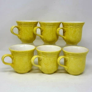 SET OF 6 BEAUTIFUL VINTAGE MIKASA COUNTRY CHARM YELLOW CORNSILK COFFEE MUGS CUPS - Picture 1 of 4