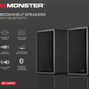 Monster Active Clarity Monitor Bluetooth Powered Active Bookshelf Speaker ABS01 - Picture 1 of 6