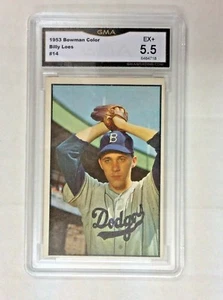 1953 BOWMAN COLOR BASEBALL BILLY LOES CARD #14 GRADED GMA - EX + 5.5 - NICE CARD - Picture 1 of 2