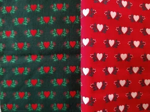 Christmas Holly & Tiny Hearts Fabric 43" Choice of Red or Green Wamsutta Vintage - Picture 1 of 8