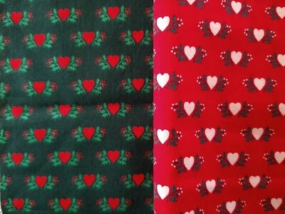 Christmas Holly & Tiny Hearts Fabric 43" Choice of Red or Green Wamsutta Vintage - Image 1 of 4