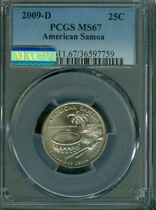2009-D AMERICAN SAMOA QUARTER PCGS MS67 PQ 2ND FINEST MAC SPOTLESS * - Picture 1 of 2