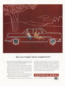 Republic Steel 1959: Bright About Brightwork anuncio impreso vintage - Imagen 1 de 1