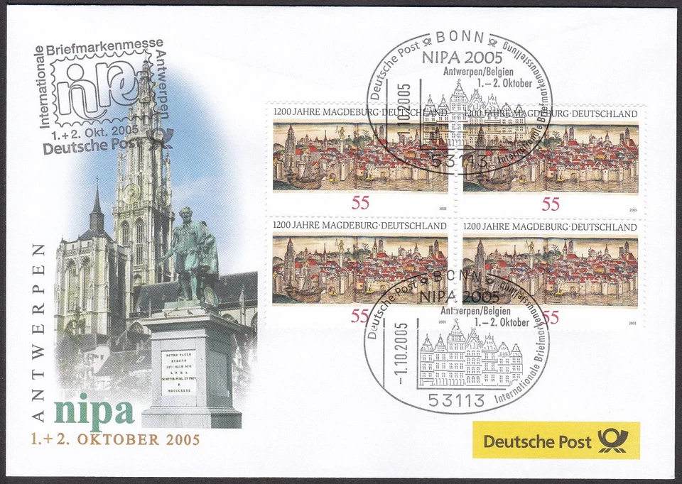 PEX0096 Intl. Stamp Exhibit. Germany Cover, NIPA 2005, Antwerp, Architecture - Image 1 of 1