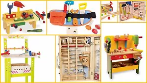 Cajas de herramientas herramientas banco de trabajo niños regalos juguetes de calidad de madera construcción taladro sierra fingir - Imagen 1 de 17