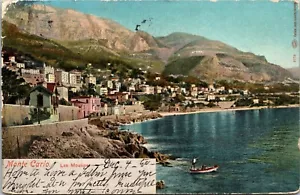 Postal Les Moulins Mónaco hombre en barco saludando UND 1905 - Imagen 1 de 2