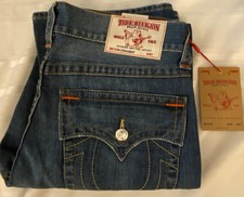 NEW W/TAGS TRUE RELIGION SZ 34 STRAIGHT LEG JEANS 100% COTTON NEVER WORN