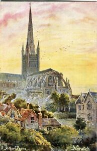 Norwich Cathedral Tuck 'Oilette' #6498 vintage postcard