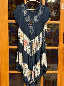 Riviera Sun TIE DYE Embroidered Summer Dresses Swimsuit Cover Up XL - Picture 1 of 10