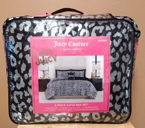 Juicy Couture Set 8 pezzi piumone, federe, set lenzuola, cuscino stampa leopardata QUEEN - Foto 1 di 4