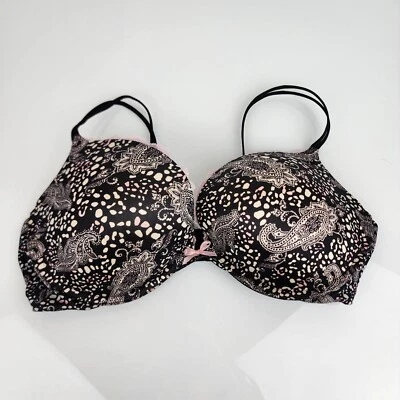 Victoria's Secret muy sexy push up negro rosa cachemir acolchado con aros de colección 38D Foto 1 de 4