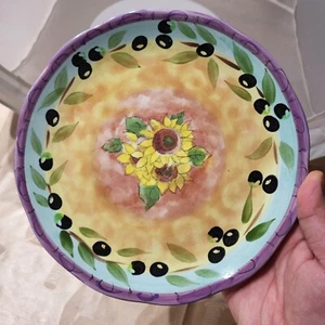 Sango Tuscan Gardens Sunflower Black Berry 3076 Sue Zipkin 8 1/4" Salad Plate - Picture 1 of 4