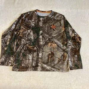 Realtree Dri+ More LS Camouflage Pullover  TShirt Sz L EUC See Photos - Picture 1 of 16