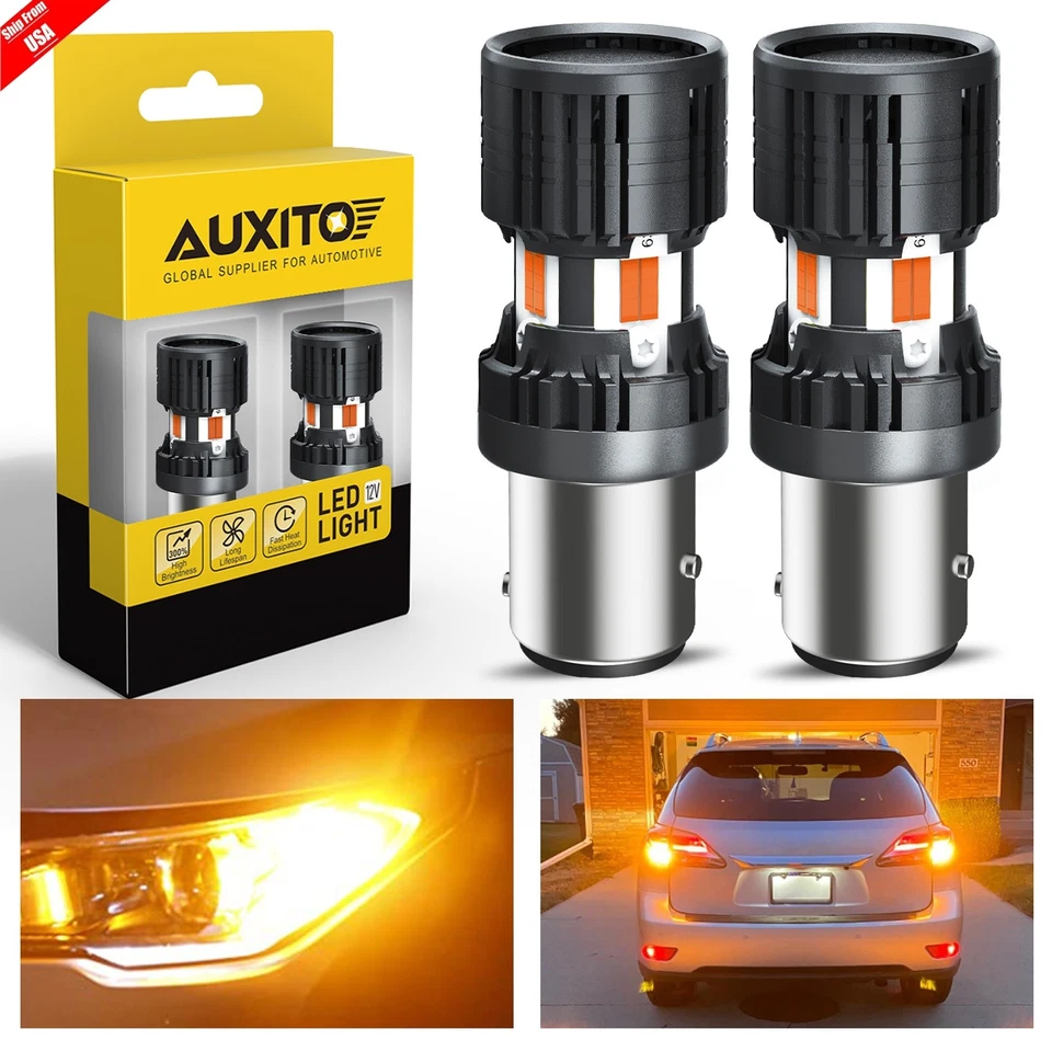 60W 1157 2057 LED Amber Yellow Turn Signal Parking DRL High Power Light Bulbs - Imagem 1 de 4