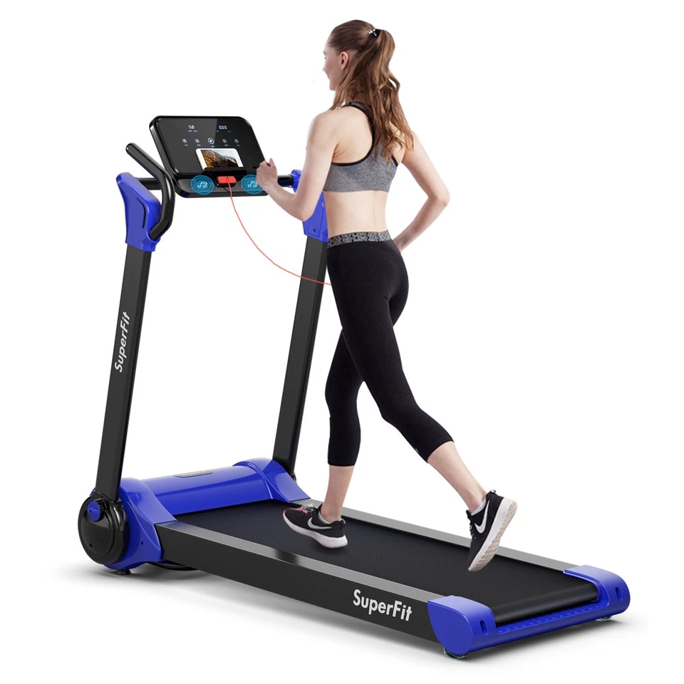 Superfit 2.25hp Folding Electric Motorized Treadmill W/ Bluetooth Speaker